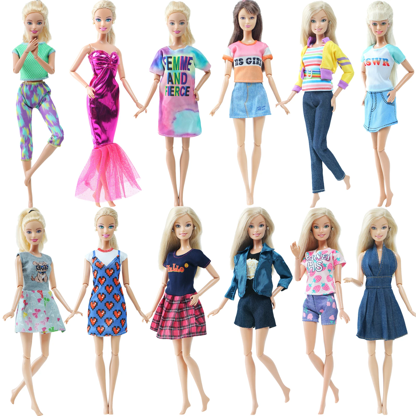 Barbie Doll Clothes BJDBUS Handmade for Barbie Doll Mini Dress Summer Daily Wear Pants Coat Shirt Pink doll clothes doll clothes accessories barbie doll clothes