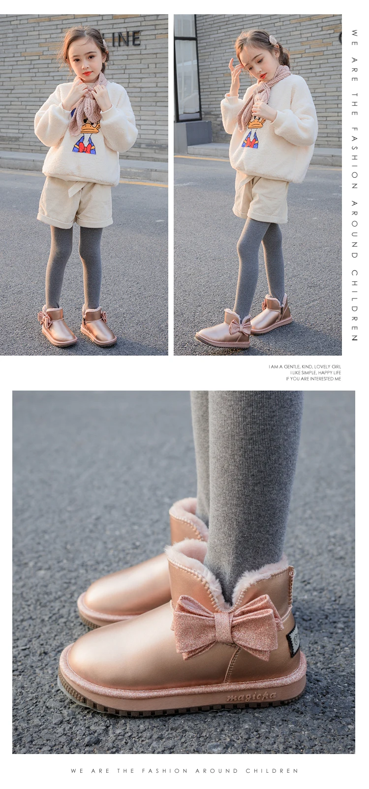 AAdct/зимние ботинки для девочек; коллекция года; зимние ботинки для маленьких детей; обувь принцессы; Новинка; хлопковая теплая детская обувь на меху; натуральная кожа