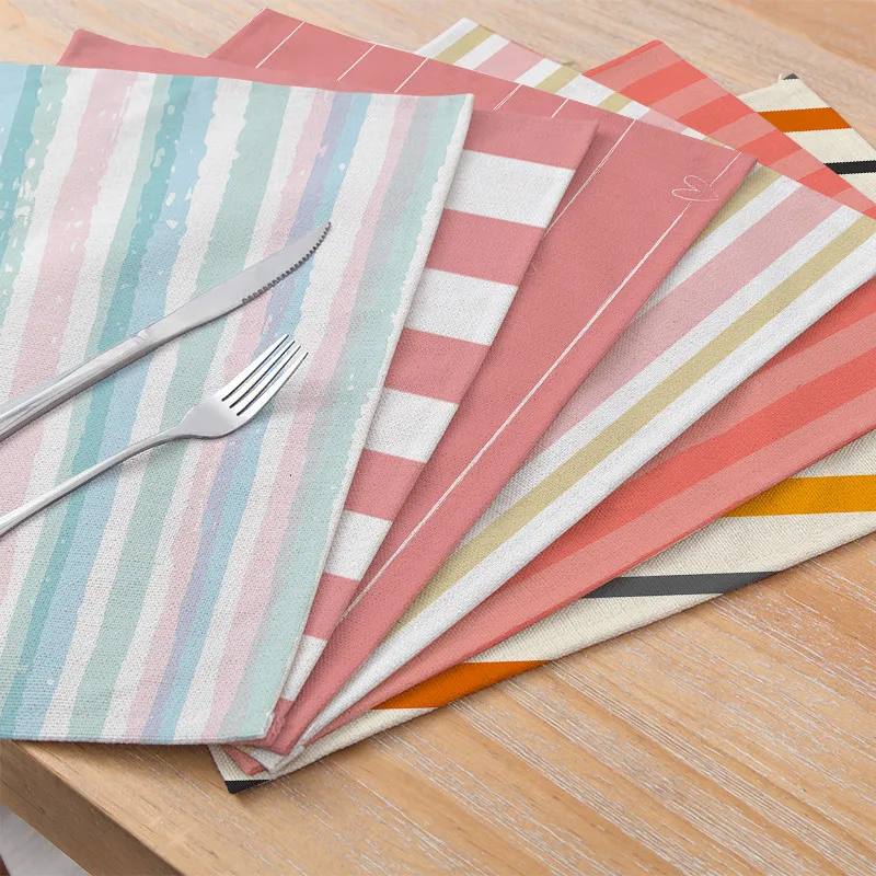 

TTLIFE Colorful Striped Placemat Table Mats for Dining Table Rectangle Drink Coasters Cup Mat Kitchen Accessories Decoration