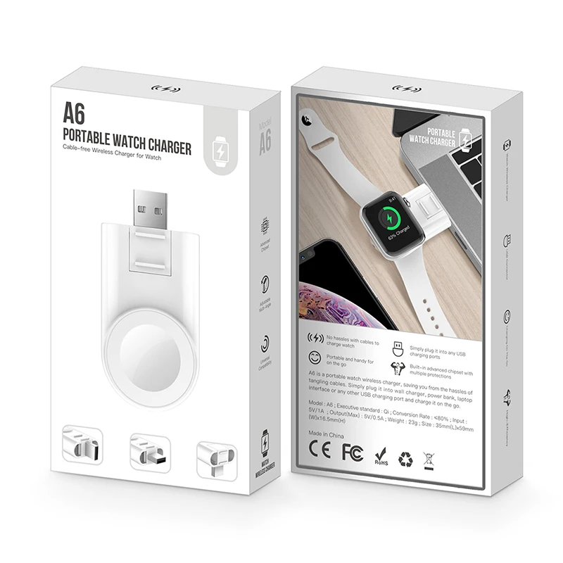 Быстрое беспроводное зарядное устройство Qi для Apple Watch Series 4 3 2 1 Магнитная портативная беспроводная зарядная док-станция USB зарядное устройство для iWatch 1 2 3 4
