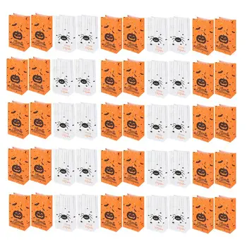 

50pcs Paper Candy Bags Storage Pouch Cartoon Halloween Candy Bags Goody Bags Treats Bags
