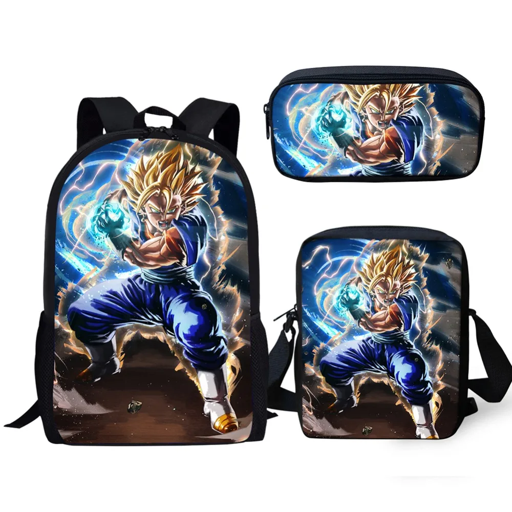 HaoYun рюкзак для студентов набор/3 шт. для мальчика мультфильм Dragon Ball/Сон Гоку/Вегета Bookbag детский блокнот ранец