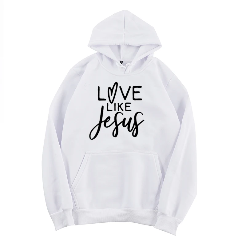 Женская одежда с надписью Love Like Jesus, Женский пуловер, худи с длинным рукавом, худи с круглым вырезом, женское повседневное пальто, Прямая поставка
