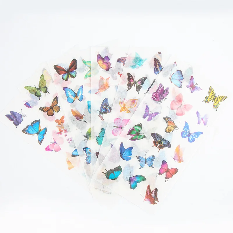 6 Pieces / Package PVC Transparent Stickers Beautiful Butterfly Decoration Album Thin Children'S Bedroom Decoration Stickers