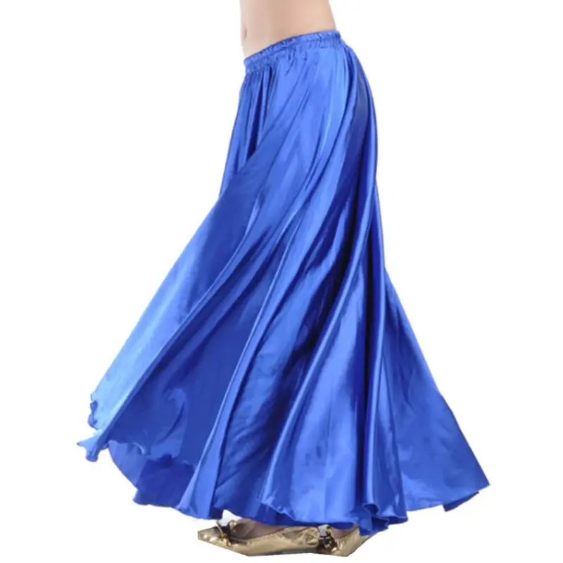 Royal Blue 96 см женские элегантные атласные эластичный пояс танец живота плиссированные качели Макси Длинные круг юбка сценическое представление костюм для вечеринки - Цвет: Royal Blue