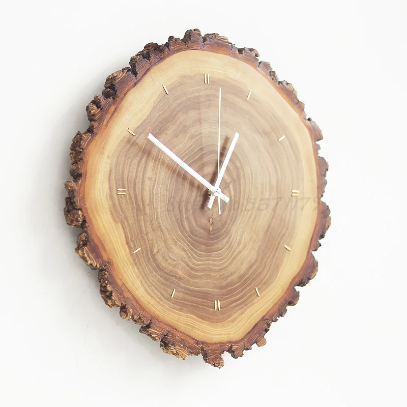 Original Simple Creative Solid Wood Ring Bell Mute Living Room Hanging Clock Digital Wall Clock