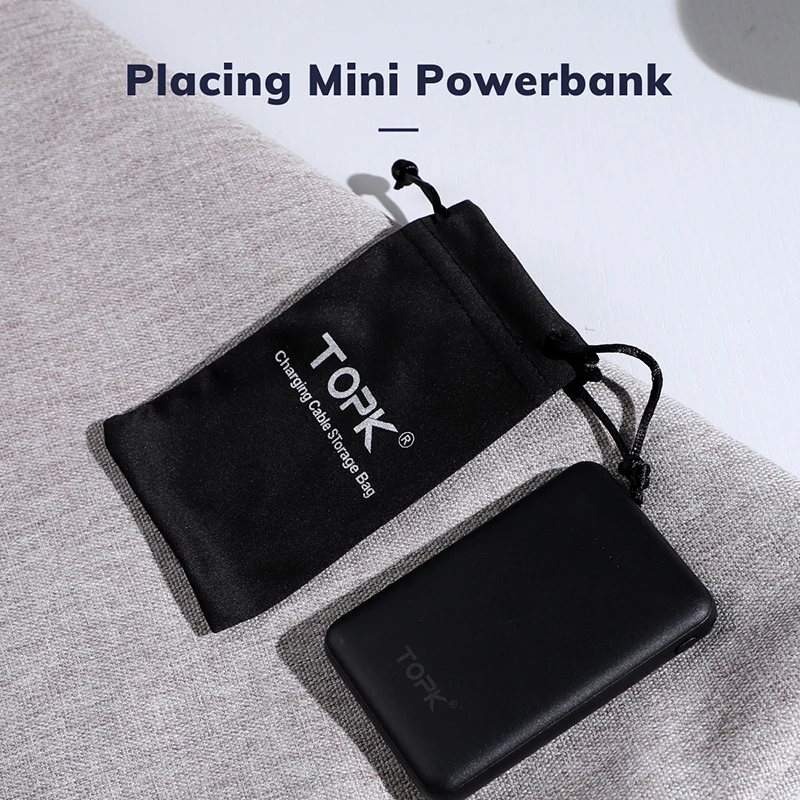 TOPK Power Bank Case Phone Pouch for USB Charger USB Cable Phone Storage Box Mobile Phone Accessories 100*30mm