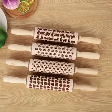 День рождения торт дерево деревянная Скалка тесто ролик Скалка Bakng плесень красивый DIY инструмент для резьбы кухня