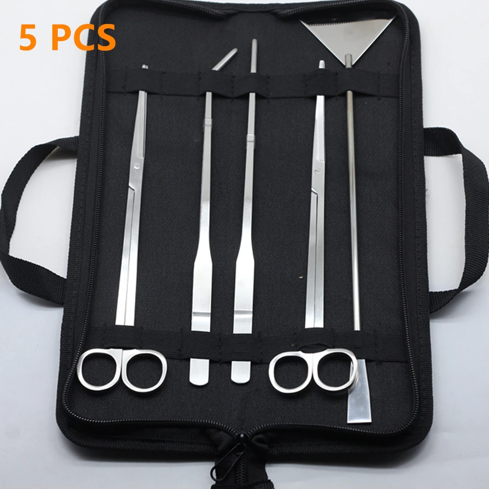 Aquarium Cleaning Tools Kit Tweezers Curve Scissor Fish Tank Water Plants Grass Stainless Steel Maintenance Tool Suit | Дом и сад