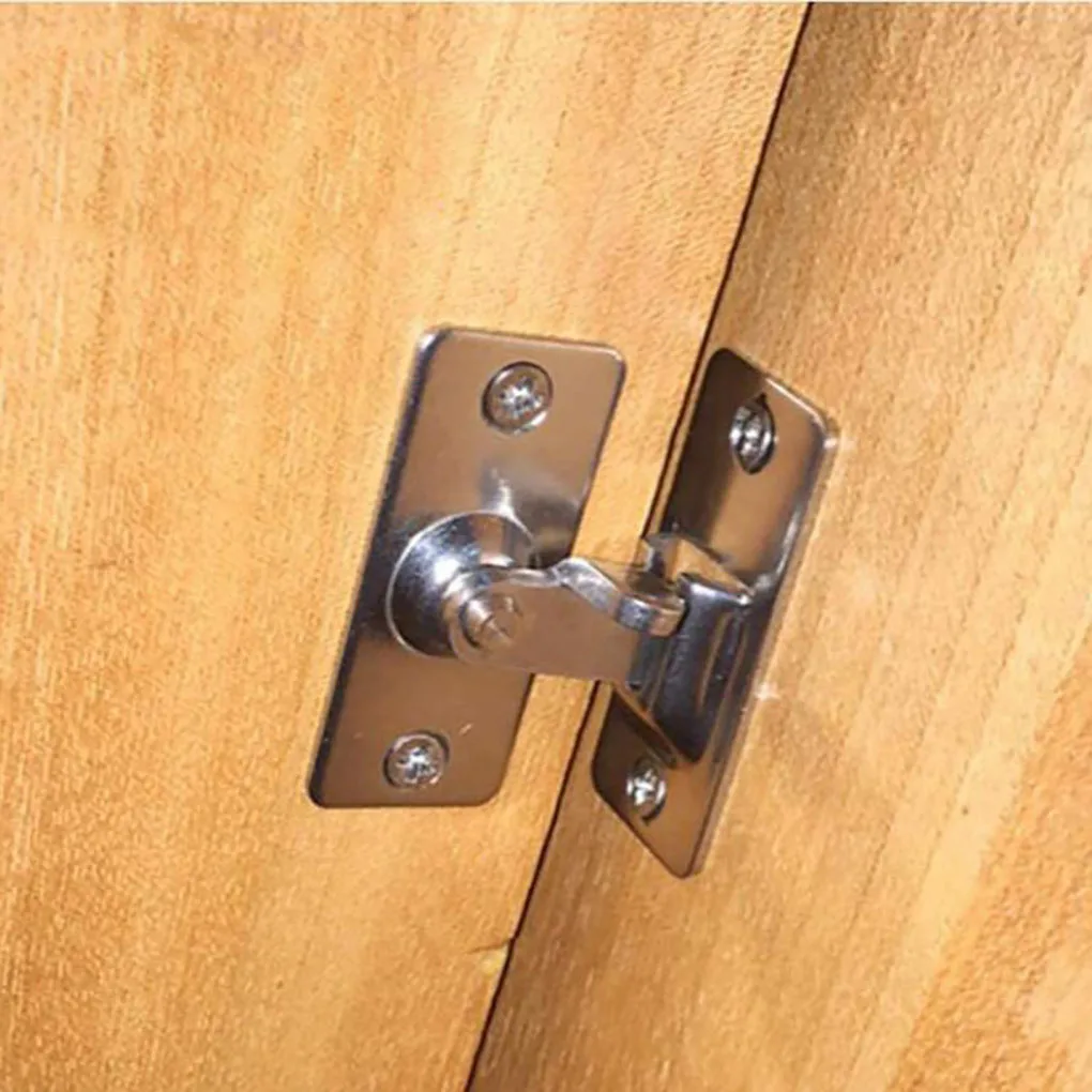 90 Degree Stainless Steel Door Latch Right Angle Sliding Bending Door Lock Latch Screw Locker Hardware Accessories With Screws