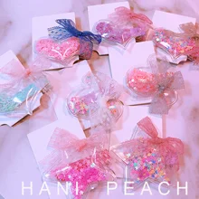 Hd6391a02 ветер Xiao Южная Корея ПВХ Звезда блестки зыбучие пески Сердце заколки Кружева Бабочка блюдо узел дети ребенок