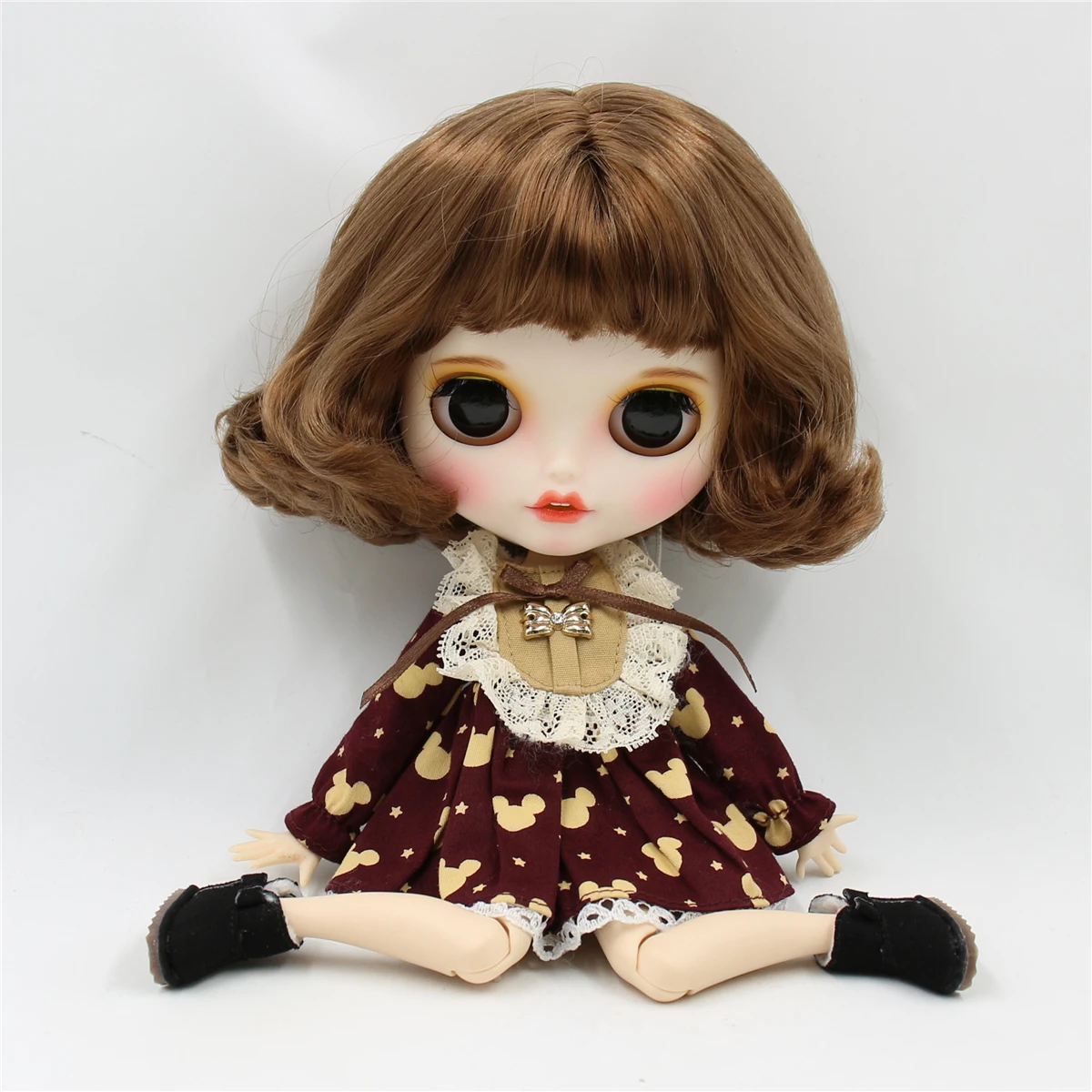 Ледяная кукла DBS Blyth 1/6 bjd белая кожа сужение тела короткие каштановые волосы новое