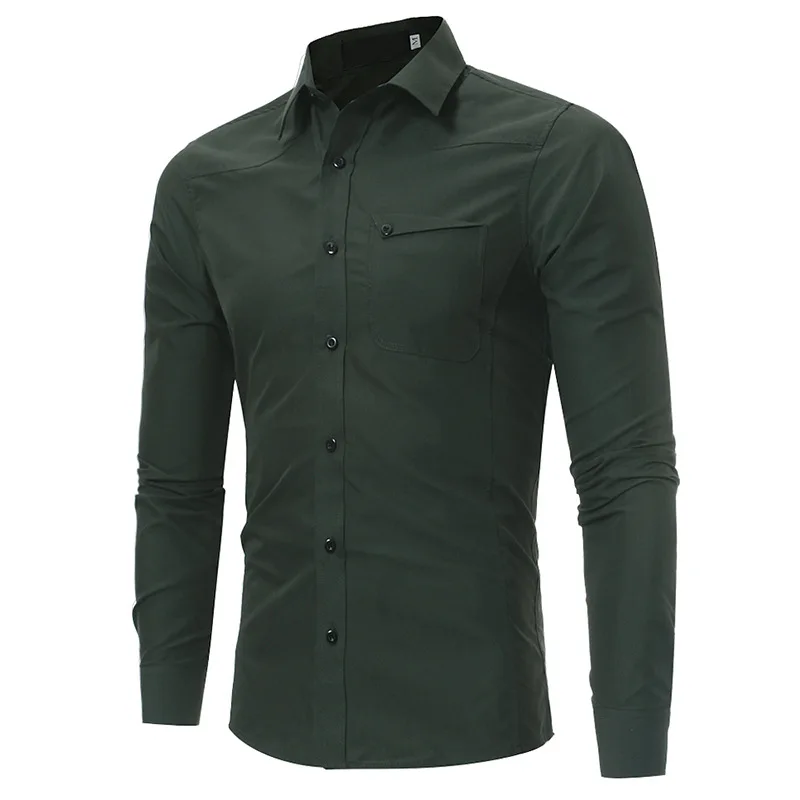 

Рубашка мужская однотонная с воротником с лацканами, хлопковая Повседневная модная, Однорядная на пуговицах, молодежная одежда, размеры XXXL