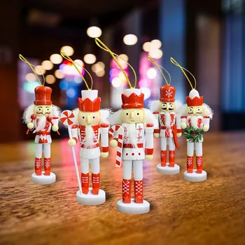

5Pcs/Set s 12cm Nutcracker Mini Wooden Soldiers Band Doll Christmas Tree Ornament New Year Christmas Decoration for Home