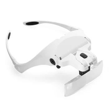 

new listing Dubbele LED Head-mounted Vergrootglas ABSReading Bril Vergrootglas 1.0X1.5X2.0X2.5X3.5 Lens headset Verstelbare Bril