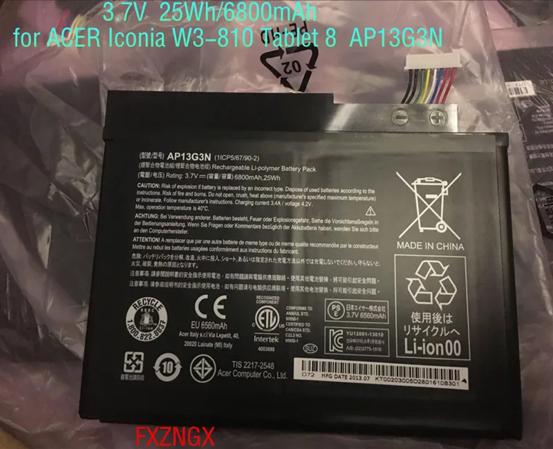 Оригинальный аккумулятор AP13G3N для планшетов Acer Iconia версии 8 3 7 в 6800 мАч 25 Вт/ч |