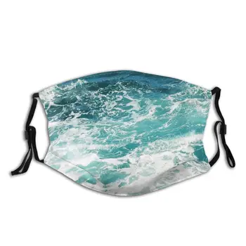 

Blue Ocean Waves Reusable Mouth Face Mask with Filter Anti Haze Dustproof Mask Protection Mask Respirator Mouth Muffle