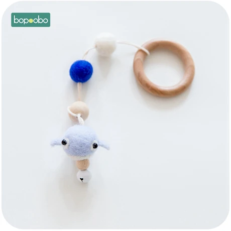Bopoobo 1 шт. детские погремушки в кроватку мобильные телефоны коляска аксессуары игрушки шерсть животное деревянное кольцо подвеска Детская комната украшения - Цвет: Type 6