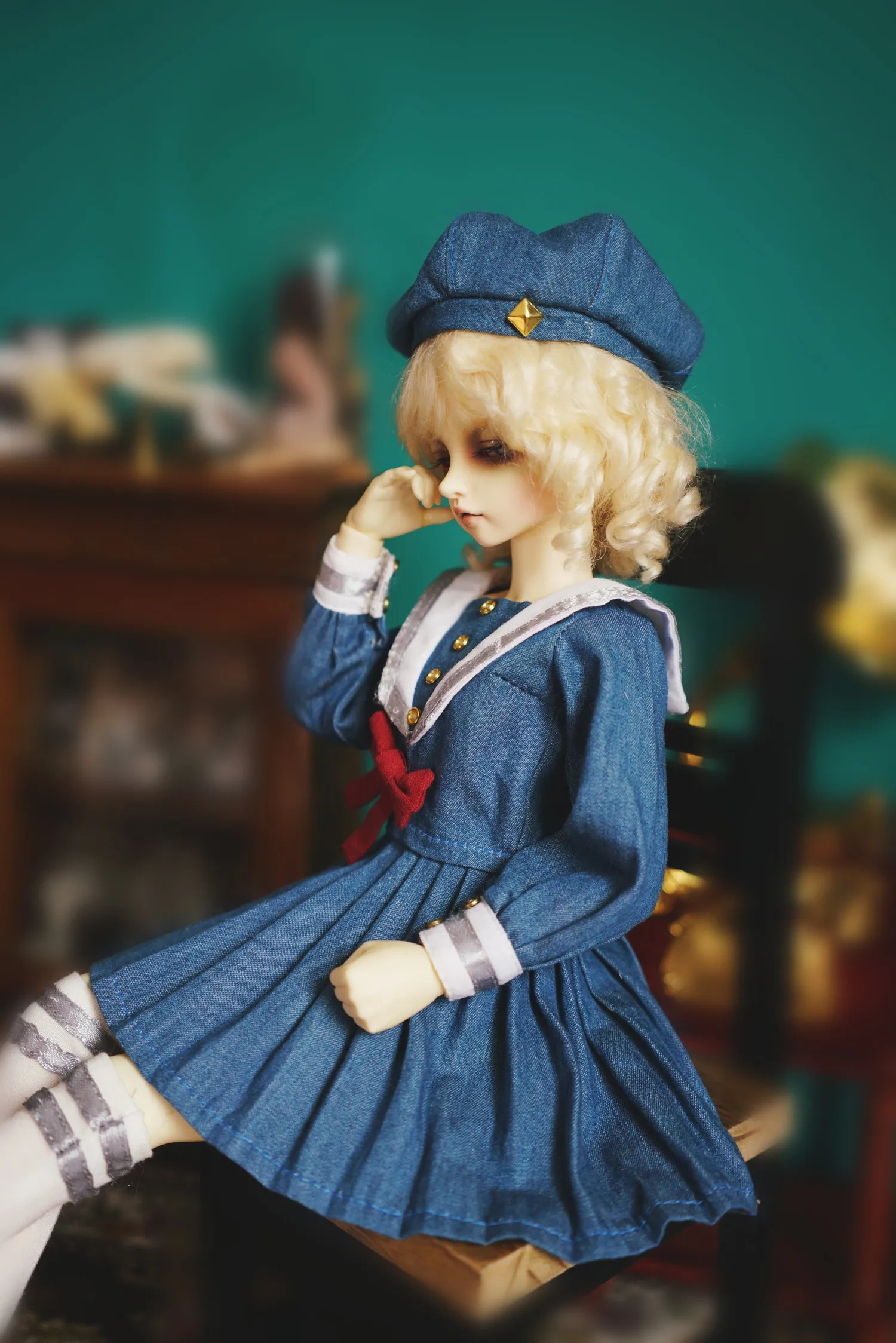 Модная Одежда для кукол, платье для кукол BJD 1/4 1/3 1/6, аксессуары для кукол, Морской стиль, студенческие платья для девочек, куклы