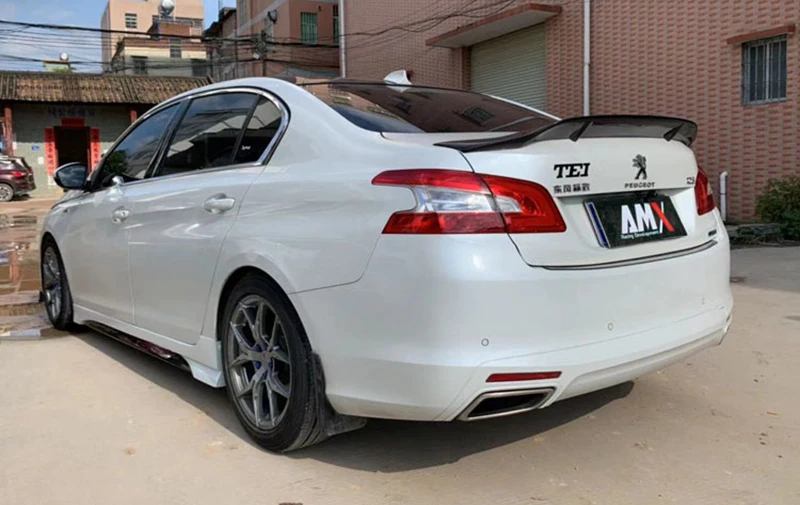 Автомобиль-Стайлинг R стиль блеск углеродного волокна/FRP спойлер заднего багажника, крыла подходит для peugeot 408