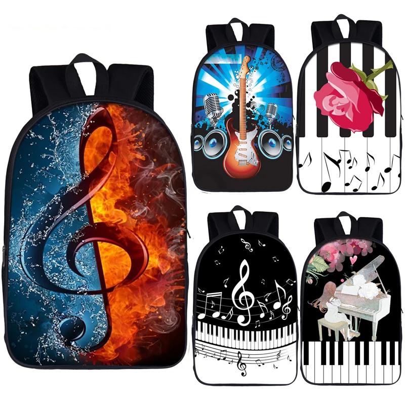 Mochila con nota musical para hombre y mujer, de Guitarra/Piano, escolares para niños y adolescentes, bolsa de libros para regalo| Mochilas| AliExpress