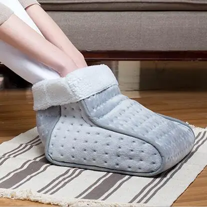 Gray 220-240 в, 100 Вт, мягкая электрическая грелка для микроволновой печи, теплые ботиночки для ног, тапочки для мужчин и женщин, для офиса, для кровати, с европейской вилкой - Цвет: Gray