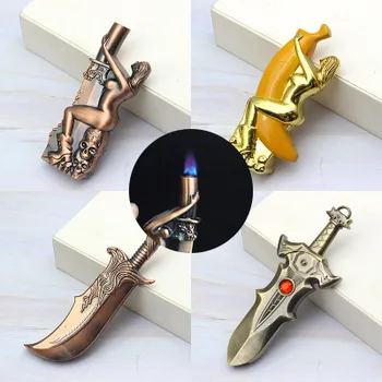 

Creative styling beauty hugging inflatable windproof lighter cigarette lighter barbecue ignition key decoration pendant gift