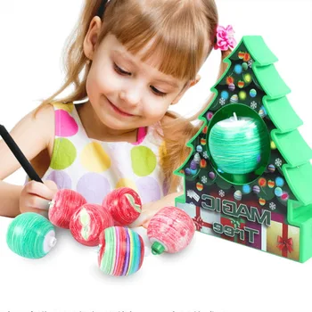 

DIY Christmas Tree Rotate Drawing Ball Set Electric Painting Machine Christmas Decoration Kids Electric Toys for Children Gift