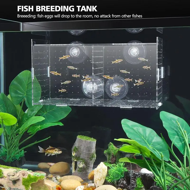 POPETPOP Transparent Acrylic Fish Breeding Box Tank Isolation Aquarium Breeder Incubator Hatching Clear House Home | Дом и сад