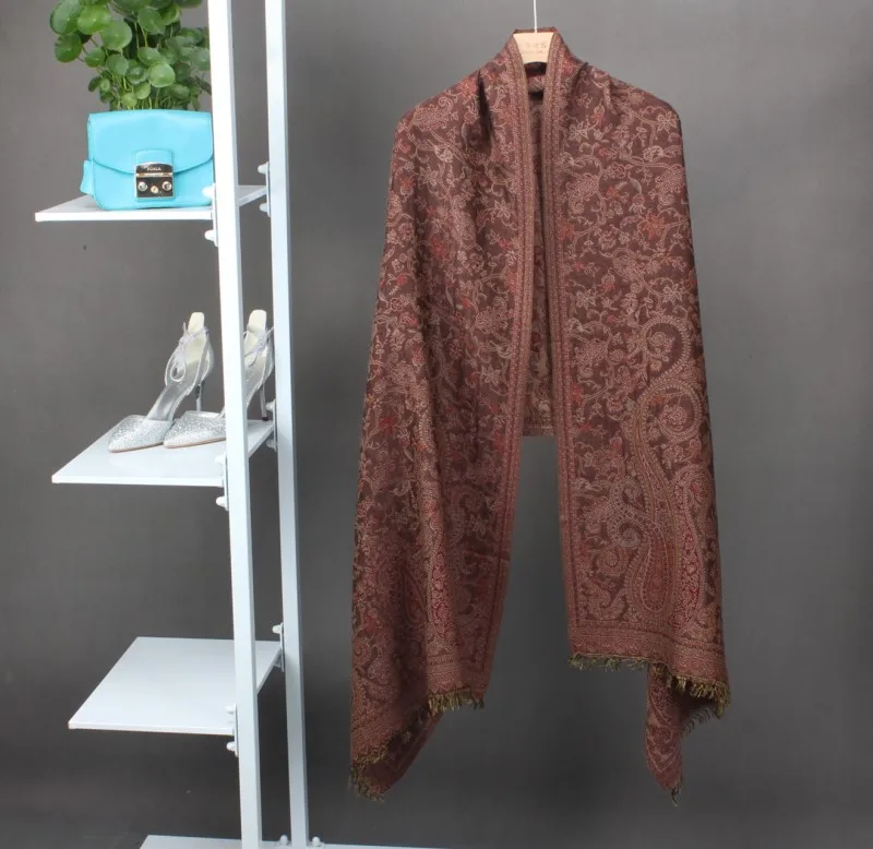 Высокое качество мериносовая шерсть длинный большой шарф шаль обертывание шейный платок 8" x 27" WJ235 - Цвет: as picture