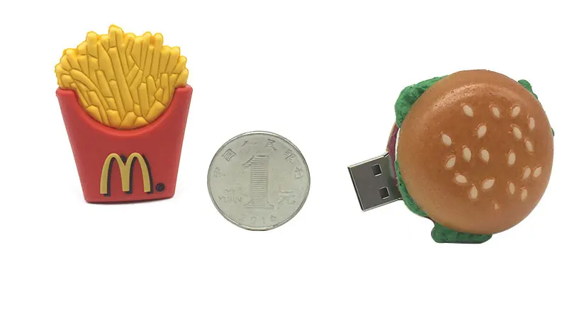 KRY Creative Cartoon Toys Burger Memory Stick usb2.0 4GB 8GB 16GB 32GB 64GB French Fries Pendrive Thumb Shape External Memory