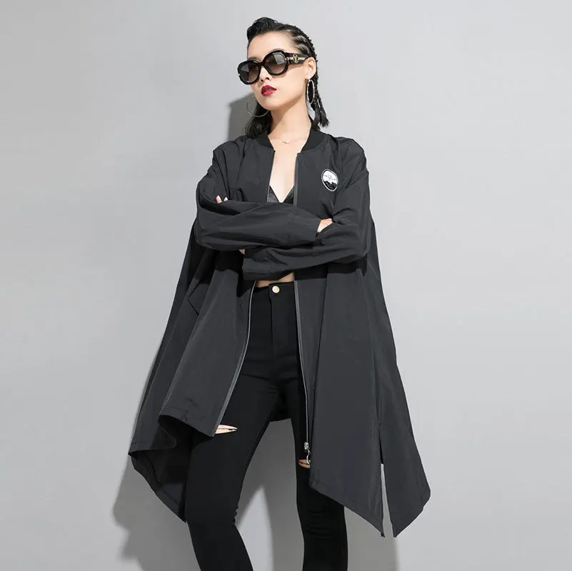 

80KG Irregular Trench Coat Women Spring Autumn Duster Coat Loose Plus Size Tops Long Coat Female Windbreaker Cape Woman SA056S30