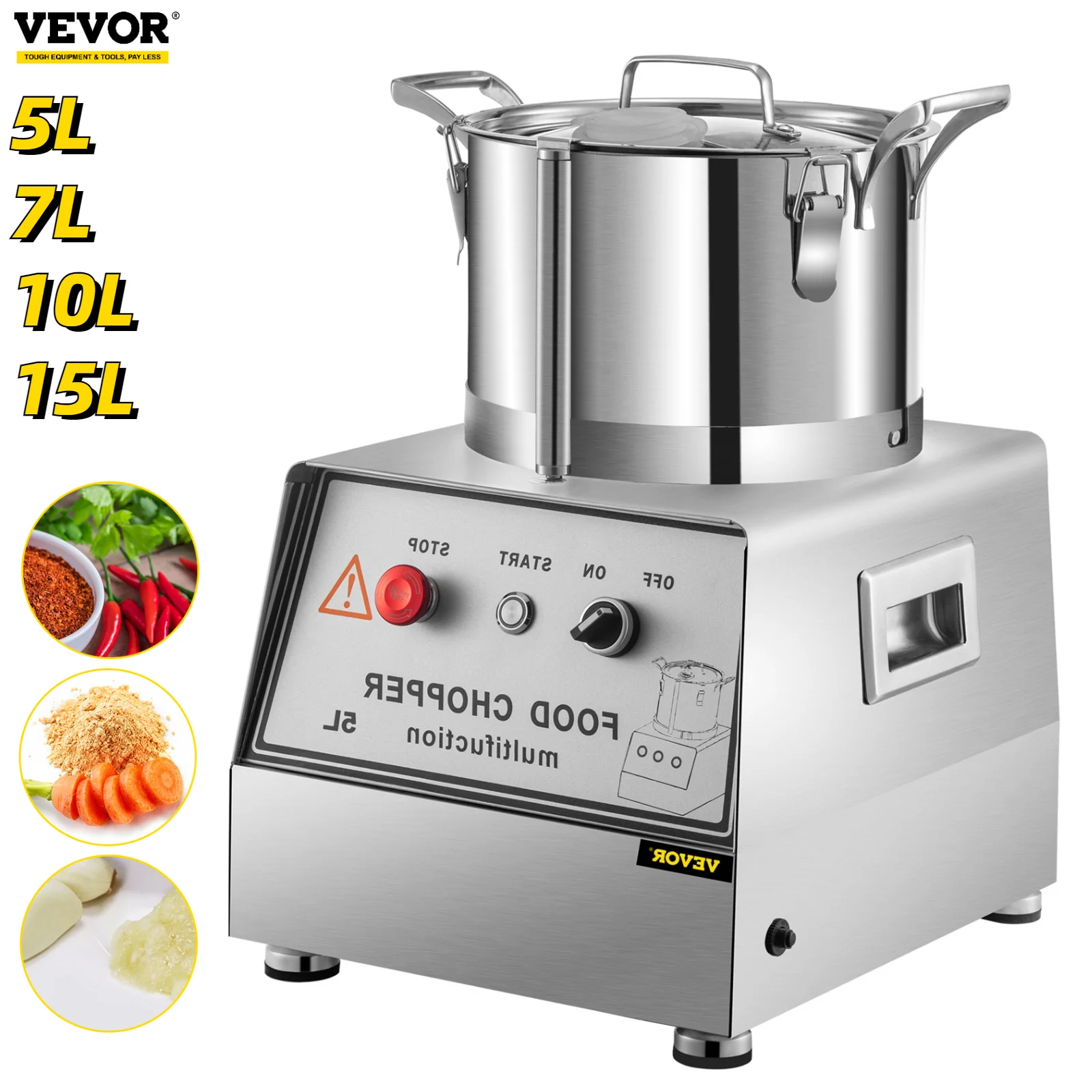 VEVOR Commercial Food Processor 5/10/15/20L Stainless Steel