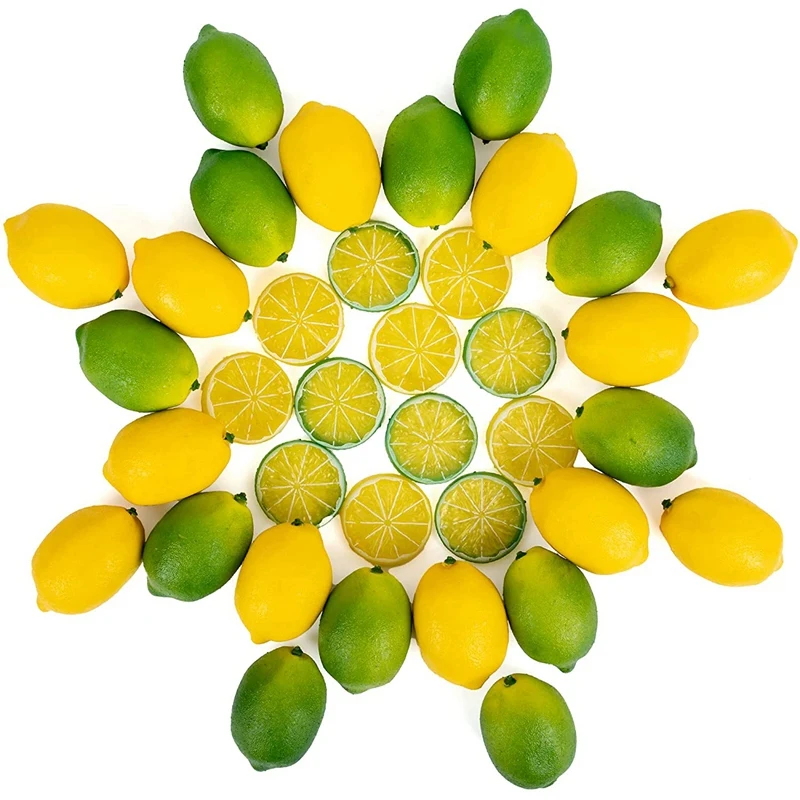 Fake Lemons Limes and Slices Set Pack of 36 Decorative Faux Citrus