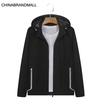 

Men Plus Fat Plus Size Length Sleeve With Cap Coat Fat Man Autumn Loose Trend Men's Wear Jacket