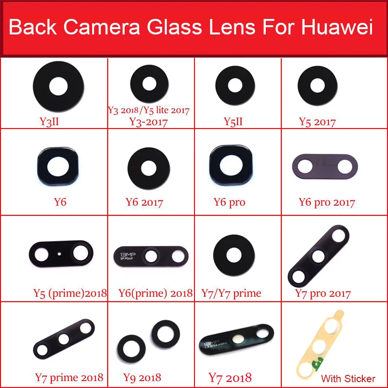 

2pcs Back Camera Glass Lens For Huawei Y Series Y3 Y5 Y6 Y7 II Pro Prime 2016 2017 2018 Rear Camera Glass Lens Glass Repair