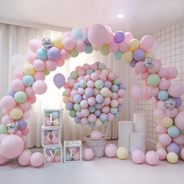 Décoration de fête d'anniversaire pour enfants, fond de fête, Macarons,  ballons, centre commercial, boutique, arche, 037 - AliExpress