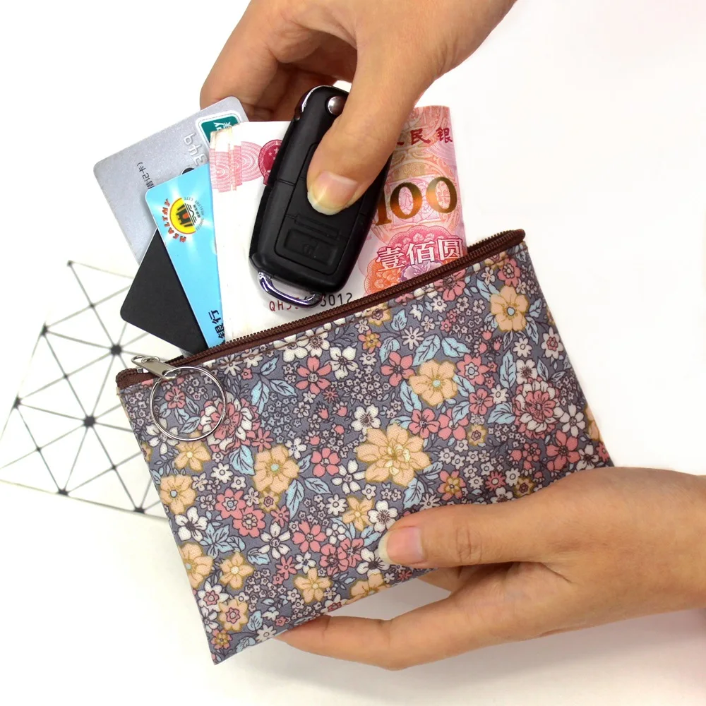 Wallet Vintage Coin-Purse Flower-Pattern Square Small Creative Classic Print Student