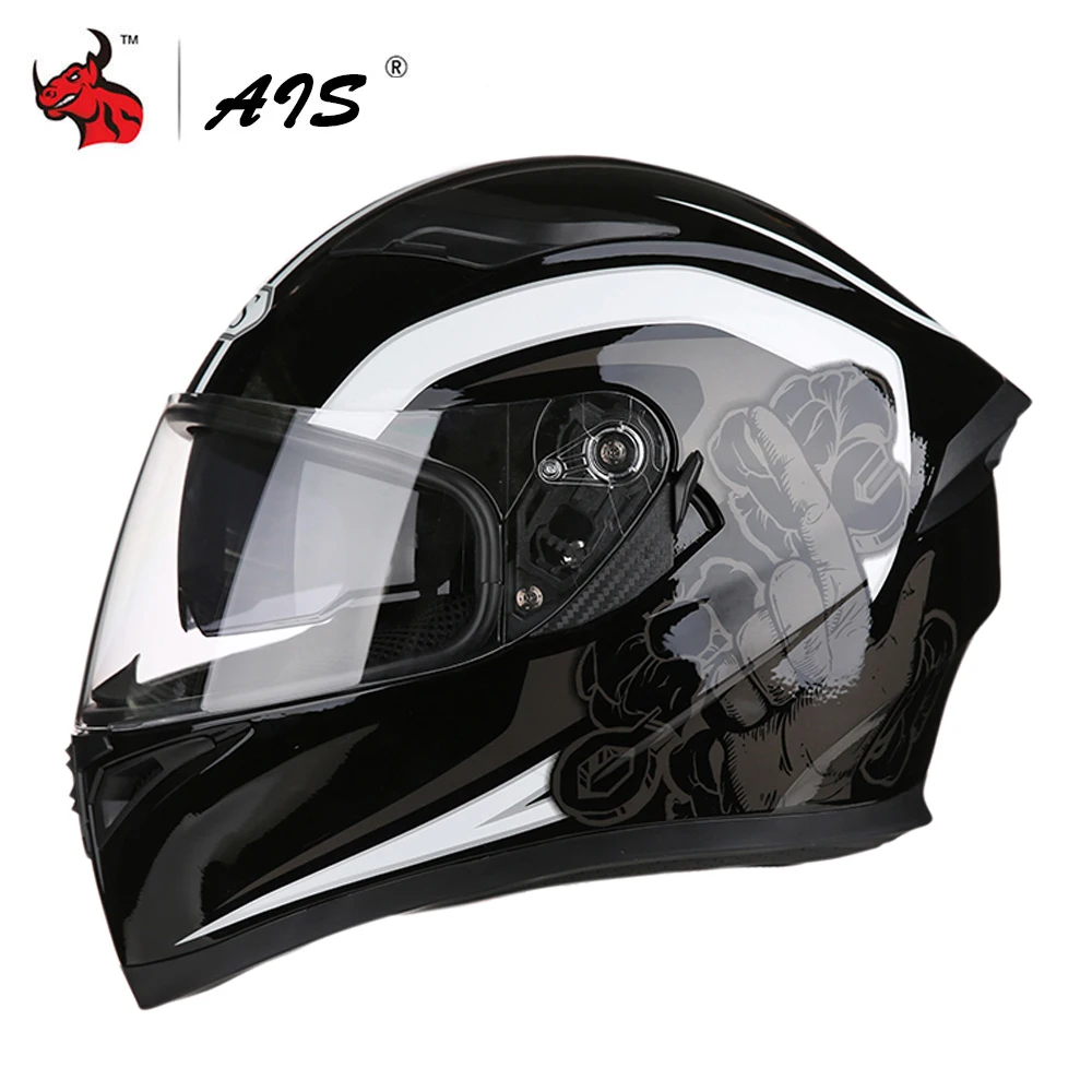 

AIS Motorcycle Helmet Men Moto Motocross Helmets Moto Full Face Helmets Capacete Casco Moto With Inner Sun Visor Modular Black