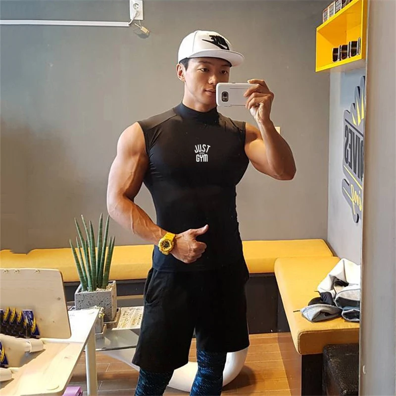Gym Tank Top Männer Fitness Bodybuilding Kleidung Workout Schnell Trocken Ärmelloses Shirt Männlichen Sommer Casual Singulett Compression Weste – Detail 5
