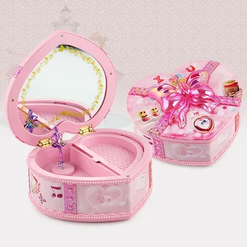 

Baby Girls Peach Heart Shape Ballerina Music Jewel Box Creative Kids Light Clockwork Toy Kids Children Christmas Birthday Gifts