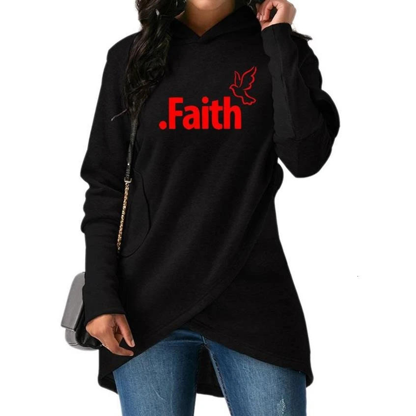 

Split Hoodies For Women Jesus Bible Faith Letters Print Tops Kawaii Femmes Hoodies Female Pockets Girls Harajuku Plus Size 4XL