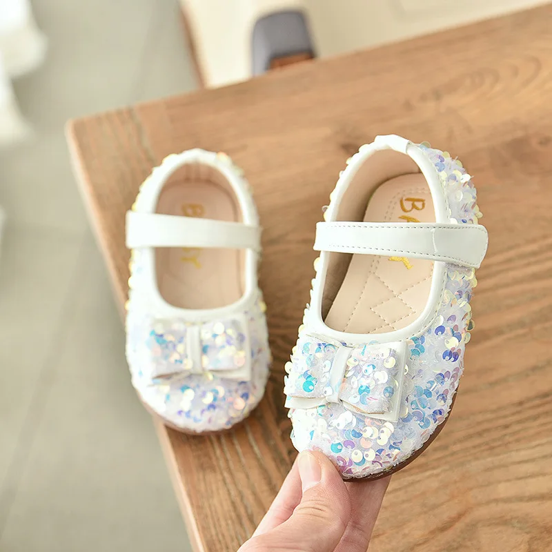 Обувь принцессы для девочек; коллекция года; сезон весна-осень; детская обувь с блестками и мягкой подошвой; обувь в горошек для маленьких детей; Праздничная обувь для дня рождения - Цвет: white