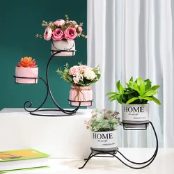 Étagère à fleurs en fer pour salon, balcon, bureau, Pot créatif, plante domestique en Pot, petit bonsaï 