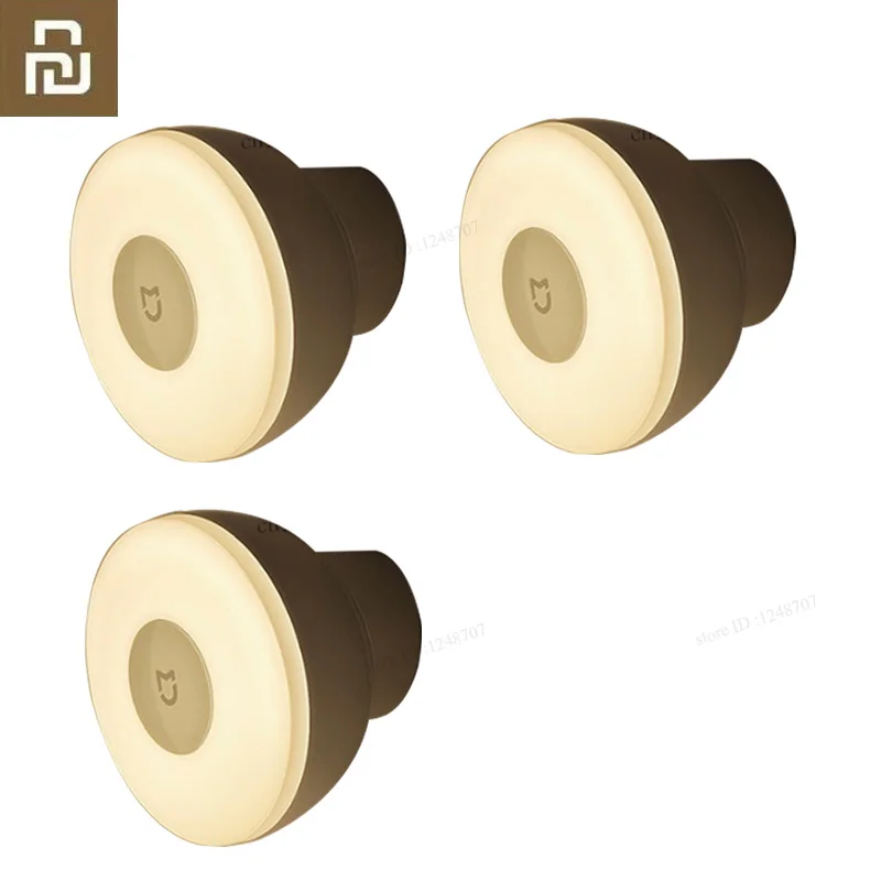 3pcs Xiaomi Mijia светодиодный индукционный Ночной светильник 2 лампы Регулируемая яркость инфракрасный умный датчик человеческого тела с магнитным Bas - Цвет: 3pcs