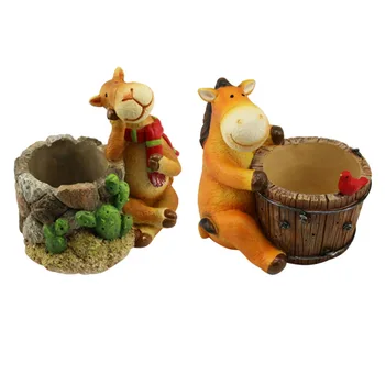 

1PC Flowerpot Decor Creative Succulent Planter Adorable Horse Bucket Succulent Flowerpot Cartoon Animal Bucket Flower Pot for Ho