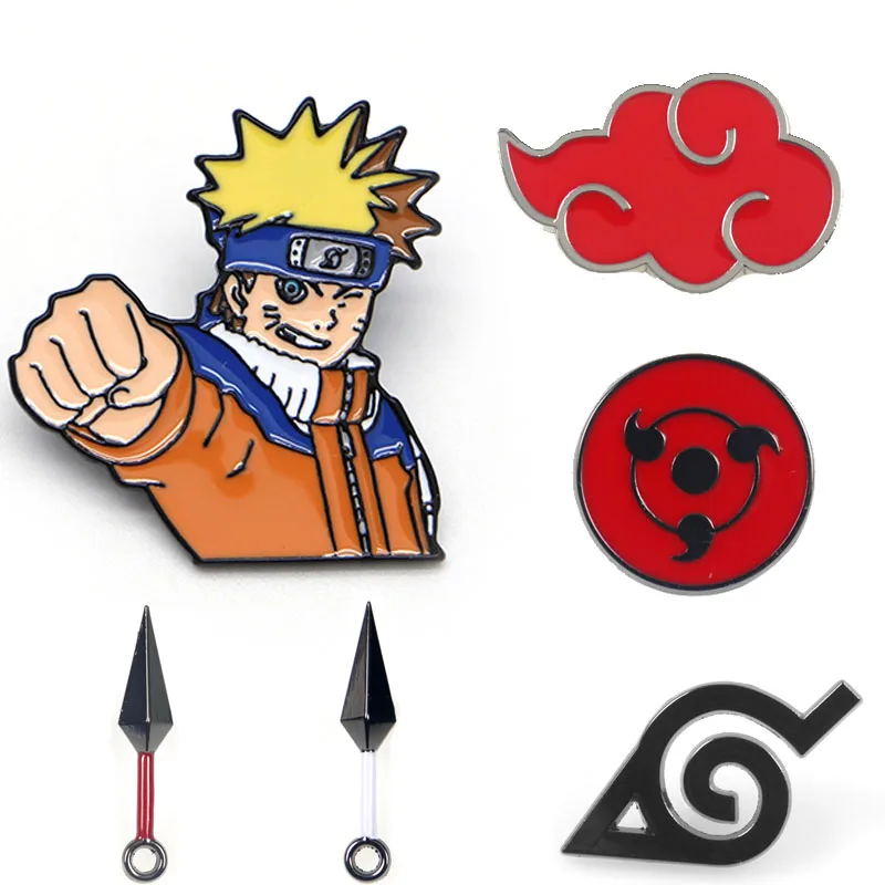 Us 118 31 Offnaruto Akatsuki Red Cloud Kunai Shuriken Enamel Pins Brooch Cosplay Props Alloy Uchiha Itachi Sharingan Badge On Aliexpress
