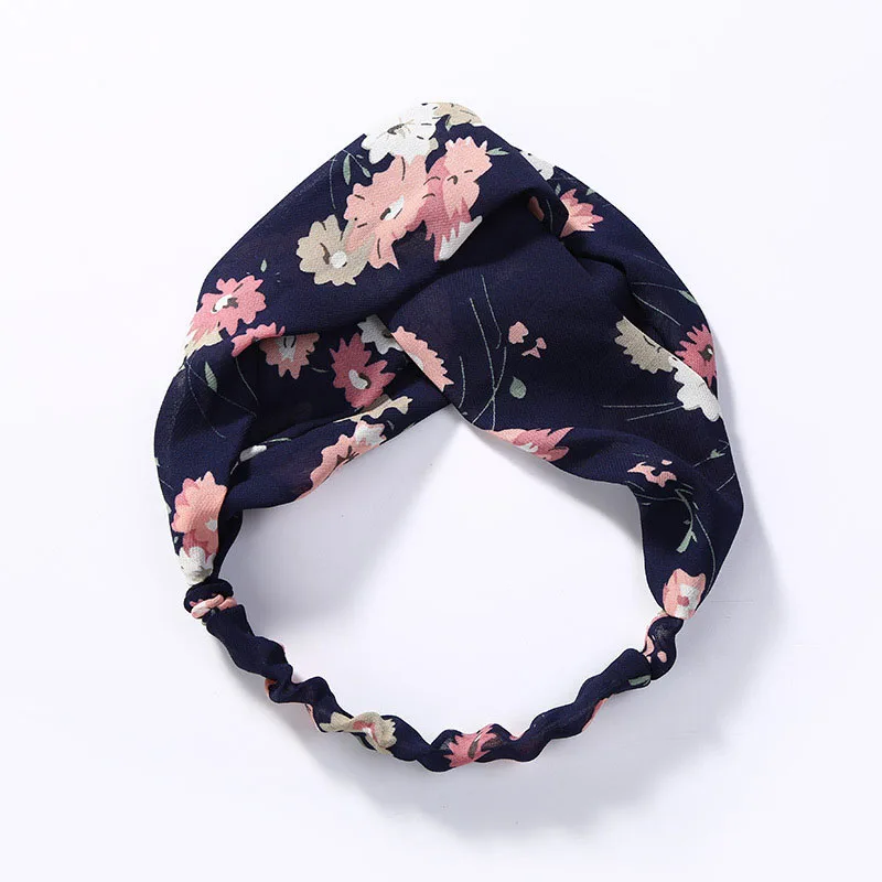 G flower style 9 Повязка на голову с цветочным принтом, эластичная резинка для волос, заколка для волос, женские аксессуары для волос в виде тюрбана Haarbanden Scrunchie - Цвет: G flower style 9