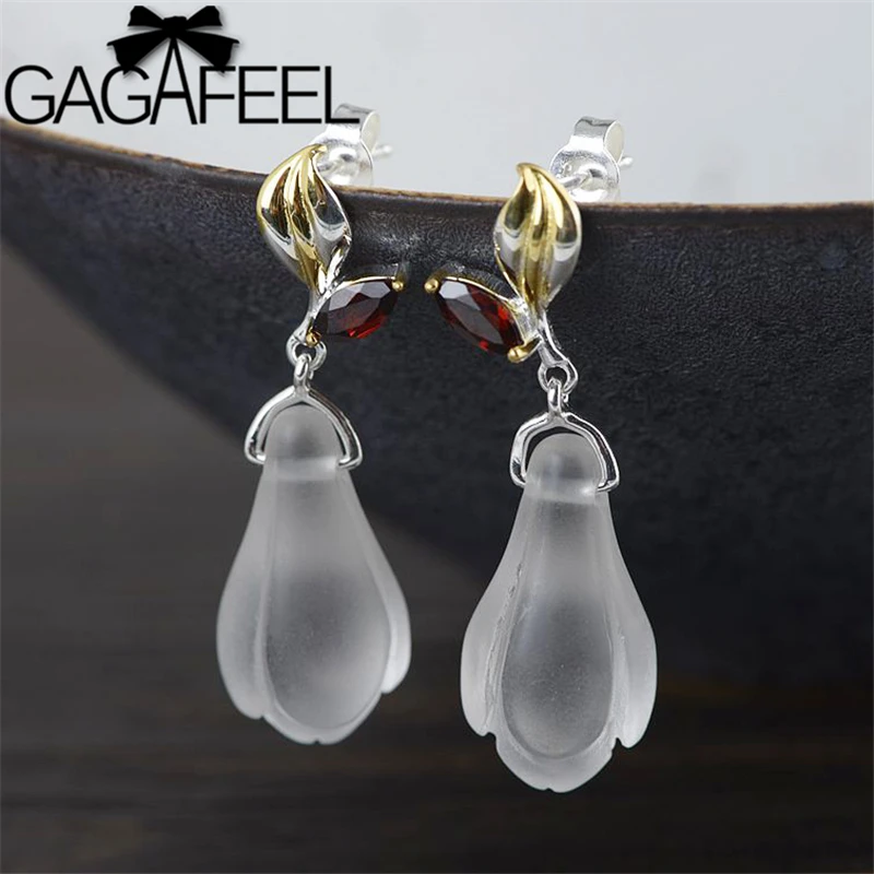 

GAGAFEEL Elegant S925 Silver Earring Temperament Synthetic Crystal Magnolia Flower Earrings Fashion Jewelry Fine Women Earrings