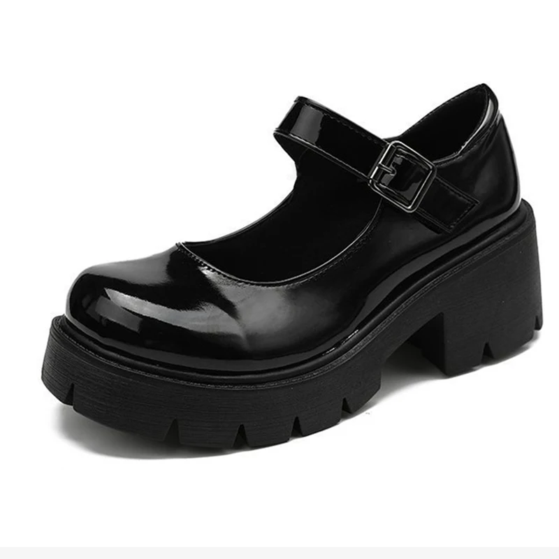 フラットシューズ OTZ SHOES [Hyein wearing] Romita platform glossy Mary Jane s OTZ - Romita Platform Velcro Mary Jane